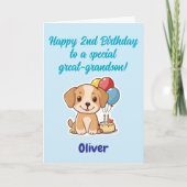 Happy 2nd Birthday Great-Grandson, Puppy,  Card カード (正面)
