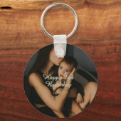 Happy 2nd birthday kids baby mother yellow gray na キーホルダー (裏面)