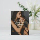 Happy 2nd birthday kids baby mother yellow gray na ポストカード (スタンド正面)