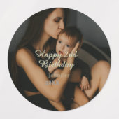 Happy 2nd birthday kids baby mother yellow gray na ラベル (デザイン1)