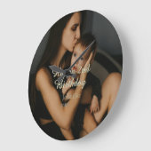 Happy 2nd birthday kids baby mother yellow gray na ラージ壁時計 (傾斜)