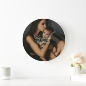 Happy 2nd birthday kids baby mother yellow gray na ラージ壁時計 (ホーム)