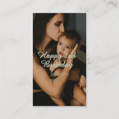 Happy 2nd birthday kids baby mother yellow gray na 名刺 (裏面)