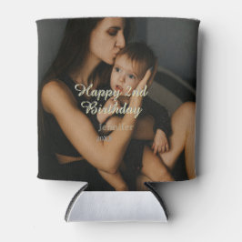 Happy 2nd birthday kids baby mother yellow gray na 缶クーラー