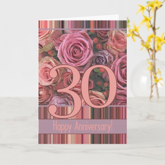 Happy 30th Anniversaryバラ カード (黄色い花)