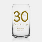 Happy 30th anniversary name date golden bold lette ガラス缶 (正面)
