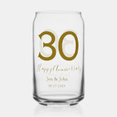 Happy 30th anniversary name date golden bold lette ガラス缶 (裏面)
