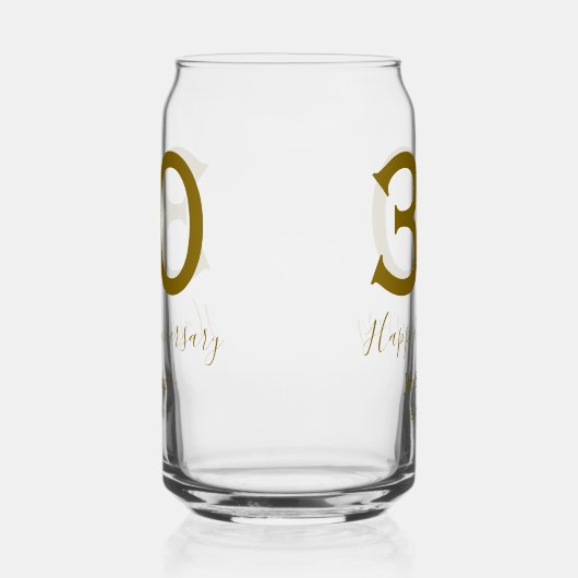 Happy 30th anniversary name date golden bold lette ガラス缶 (右)