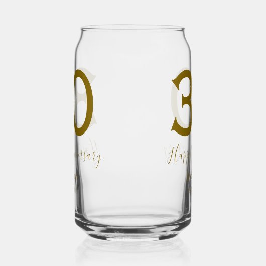 Happy 30th anniversary name date golden bold lette ガラス缶 (左)