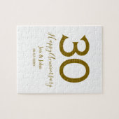 Happy 30th anniversary name date golden bold lette ジグソーパズル (横)