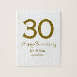 Happy 30th anniversary name date golden bold lette ジグソーパズル