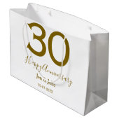 Happy 30th anniversary name date golden bold lette ラージペーパーバッグ (裏面アングル)