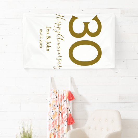 Happy 30th anniversary name date golden bold lette 横断幕 (インサイチュ)