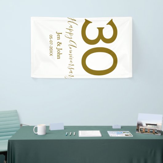 Happy 30th anniversary name date golden bold lette 横断幕 (トレードショー)
