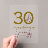Happy 30th anniversary name date golden red leaf アクリル招待状 (インサイチュ (ポータブル))