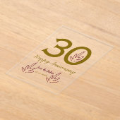 Happy 30th anniversary name date golden red leaf アクリル招待状 (レイダウン)