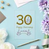 Happy 30th anniversary name date golden red leaf アクリル招待状 (インサイチュ (ウェディング))