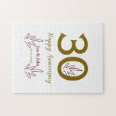 Happy 30th anniversary name date golden red leaf ジグソーパズル (横)