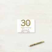 Happy 30th anniversary name date golden red leaf ポストイット (デスク上)