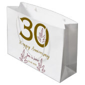Happy 30th anniversary name date golden red leaf ラージペーパーバッグ (裏面アングル)