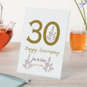 Happy 30th anniversary name date golden red leaf 台座サイン (インサイチュ)
