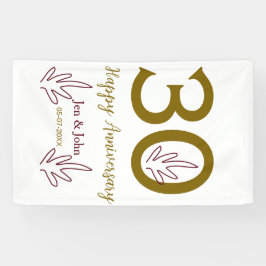 Happy 30th anniversary name date golden red leaf 横断幕