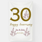 Happy 30th anniversary name date golden red leaf 横断幕 (縦)