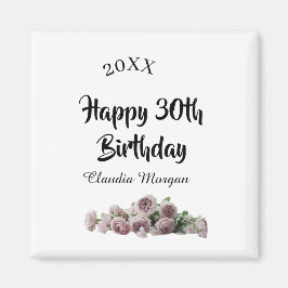 Happy 30th birthday ピンク 白 マーブルの花の名前 y マグネット