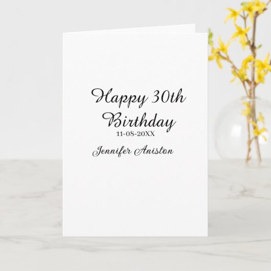 Happy 30th birthday add name date stylish simple カード (黄色い花)