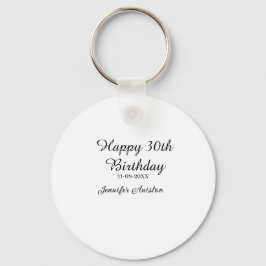 Happy 30th birthday add name date stylish simple  キーホルダー