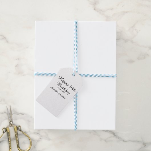 Happy 30th birthday add name date stylish simple  ギフトタグ (より糸付き)