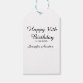 Happy 30th birthday add name date stylish simple  ギフトタグ (正面)