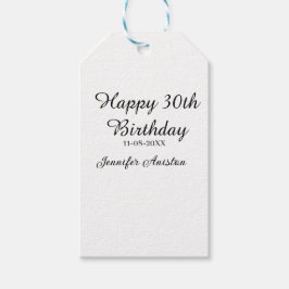 Happy 30th birthday add name date stylish simple  ギフトタグ