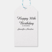 Happy 30th birthday add name date stylish simple  ギフトタグ (裏面)