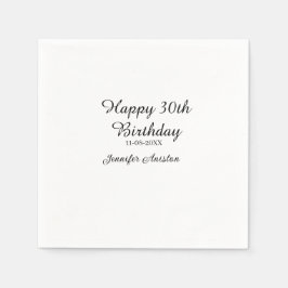 Happy 30th birthday add name date stylish simple  スタンダードカクテルナプキン