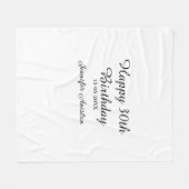 Happy 30th birthday add name date stylish simple フリースブランケット (正面(横))