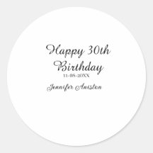 Happy 30th birthday add name date stylish simple 