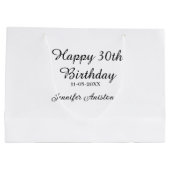 Happy 30th birthday add name date stylish simple  ラージペーパーバッグ (裏面)