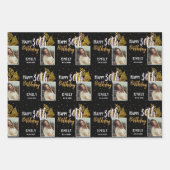 Happy 30th Birthday Black Gold Foliage Photo  ラッピングペーパーシート (正面2)