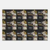 Happy 30th Birthday Black Gold Foliage Photo  ラッピングペーパーシート (正面)