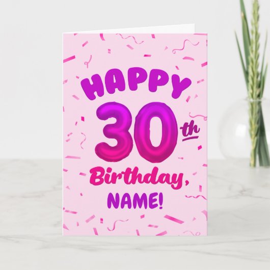 Happy 30th Birthday Card with Custom Name カード (正面)