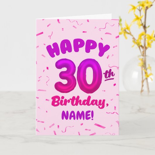 Happy 30th Birthday Card with Custom Name カード (黄色い花)