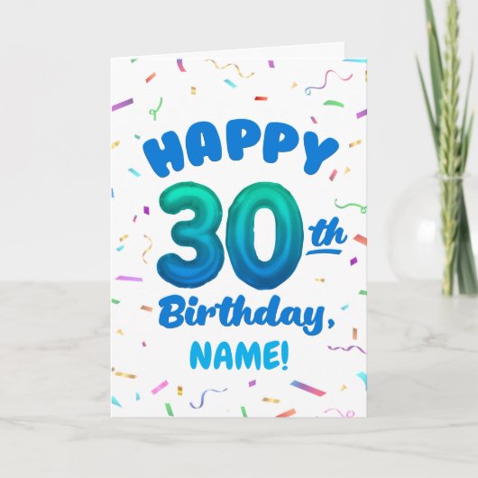 Happy 30th Birthday Card with Custom Name カード (正面)