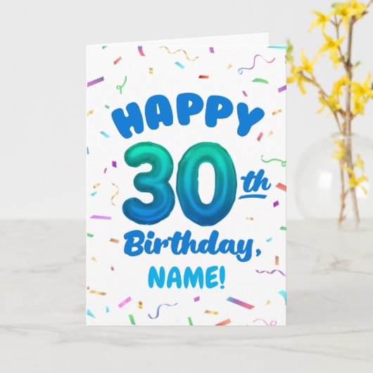 Happy 30th Birthday Card with Custom Name カード (黄色い花)