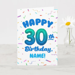 Happy 30th Birthday Card with Custom Name カード