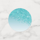 Happy 30th Birthday Chic Falling Teal Blue Glitter コンフェッティ (スモール正面)