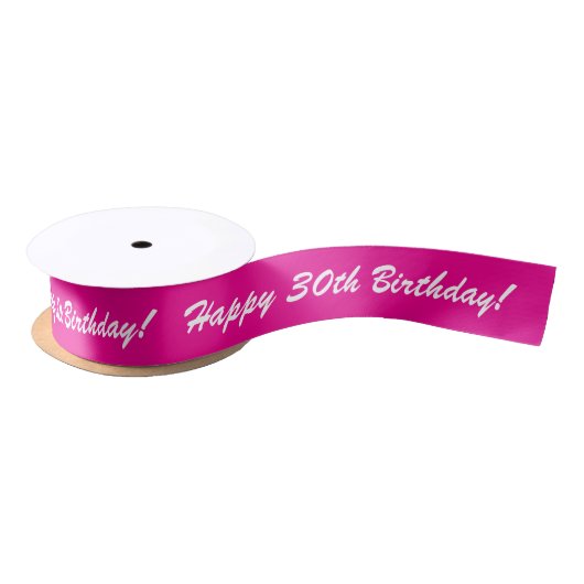 Happy 30th Birthday custom pink gift ribbon サテンリボン (リール)