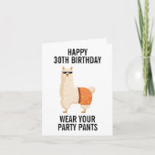 Happy 30th Birthday Funny Llama Minimalist Thirty カード (正面)
