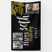 Happy 30th Birthday Gold Foliage 3 Photo Backdrop 横断幕 (縦)
