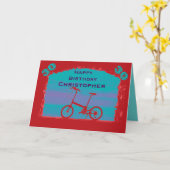 Happy 30th Birthday Greeting Card, Red Bicycle カード (黄色い花)